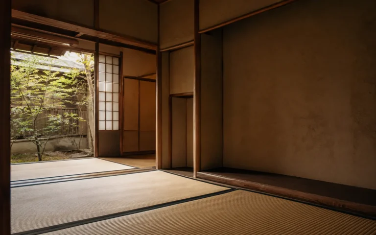 正客は、茶席で何をしているのかを、東京無一物の静かな自然光で捉えた編集写真